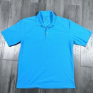 PGA Tour Polo Shirt Mens L  Electric‎ Blue Short Sleeve Golf Shirt Moisture Wick